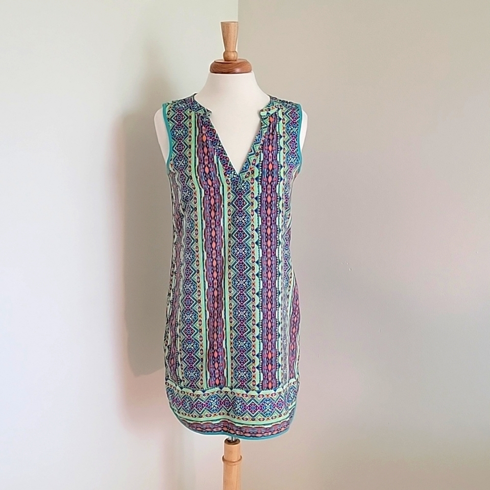 NWT Pink Owl Mint Multi-Color Aztec Print Sleeveless Mini Dress Size:M